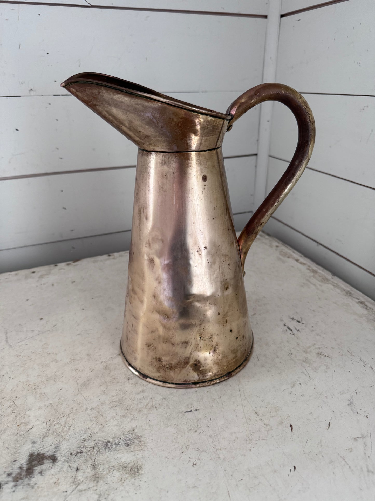 Antique Victorian Era (1830’s-1900) Brass Pitcher  Trademarked by Henry Loveridge