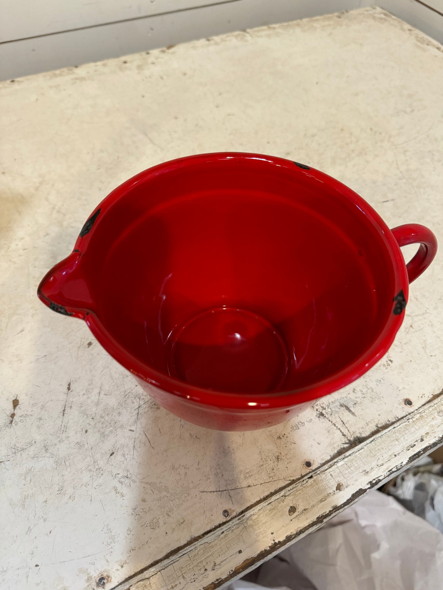 Red Enameled Farmhouse Batter Bowl 1.5 quart