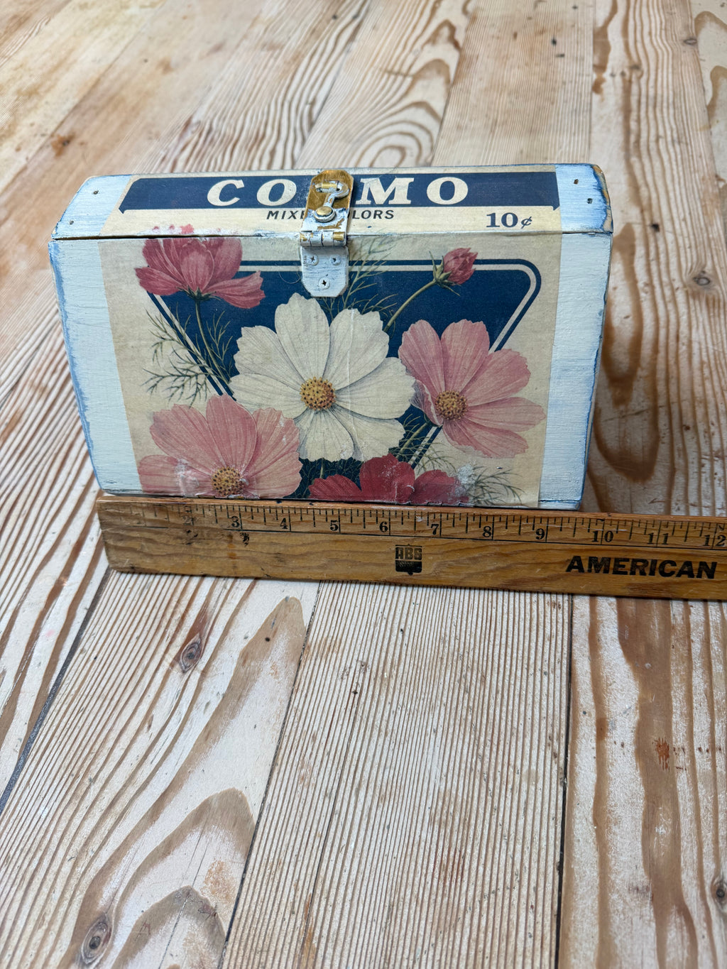 Medium Size Trinket Box with JRV Cosmo Floral Rice Paper Découpage