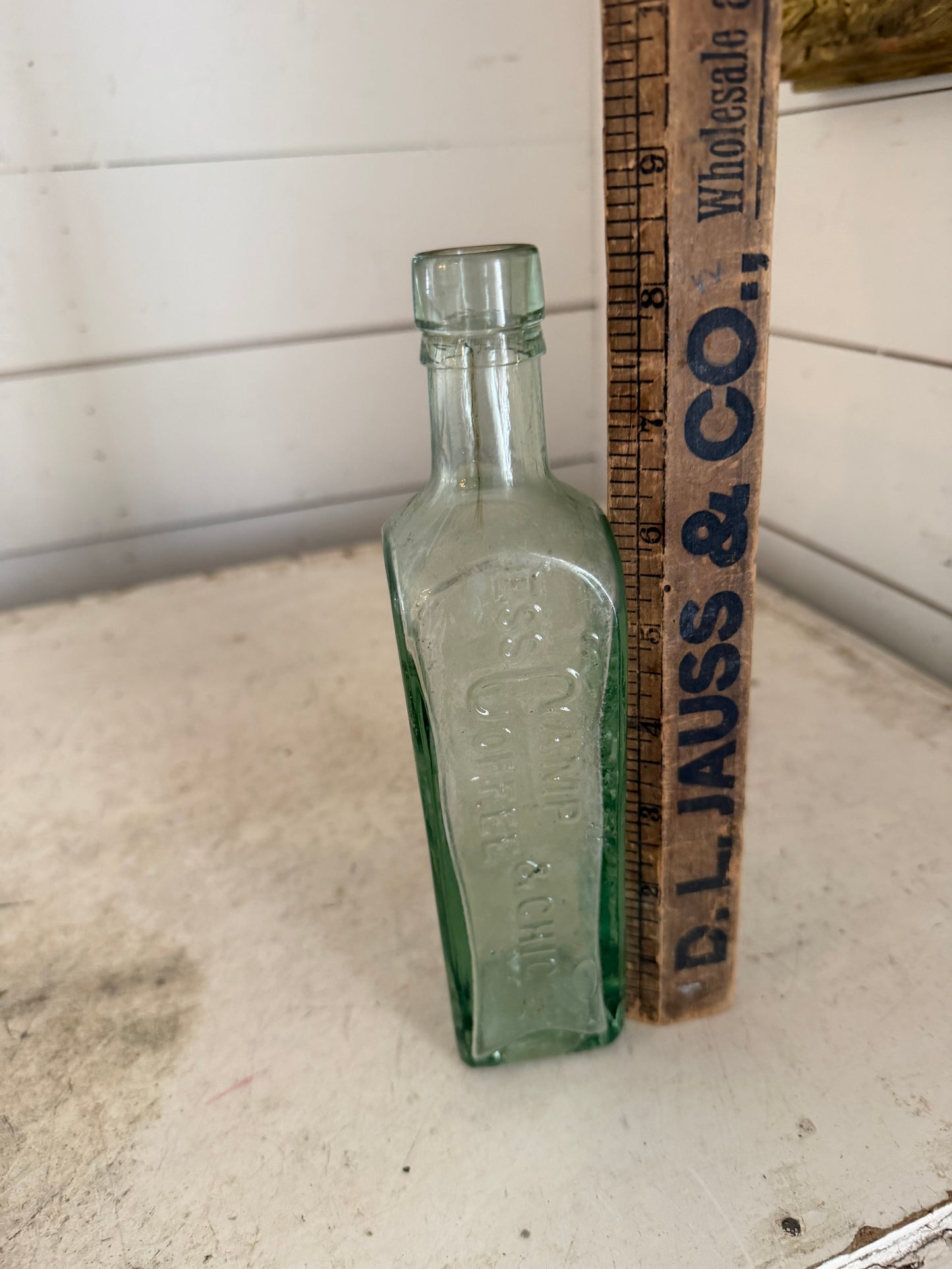 Pattersons Glassgow Camp Coffee Chicory Clear Glass Bottle Hand Blown 1880s