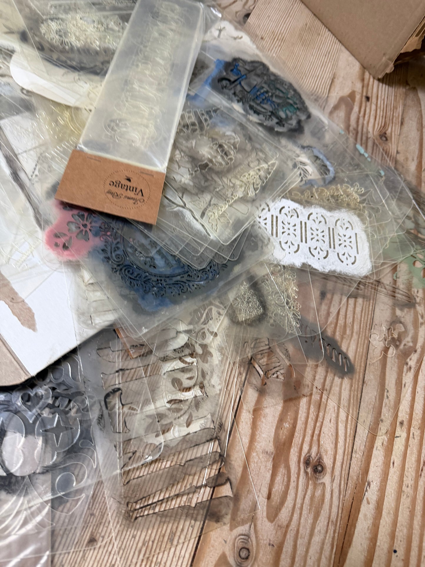 Mystery stencil Packs with free inlay samples - as is used and imperfect no returns