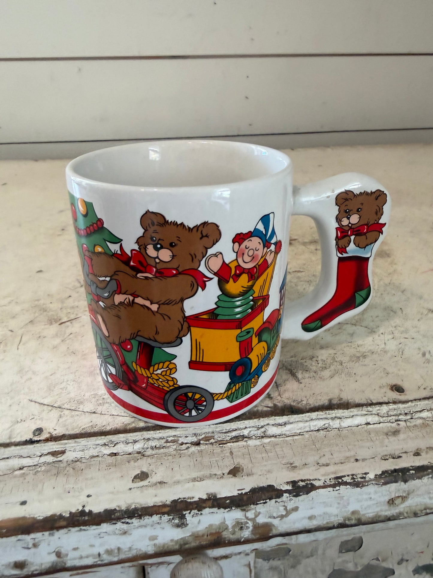 Christmas cup with stocking shaped handle