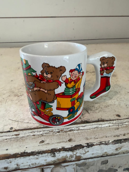 Christmas cup with stocking shaped handle