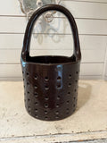 #10 Antique Salt Glazed Industrial Stoneware cheese strainer Dipping Baskets, Early 1900s