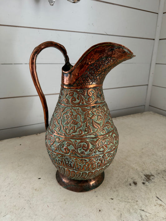 Victorian Handmade Copper Pitcher, 18th Century Hammered Copper Jug