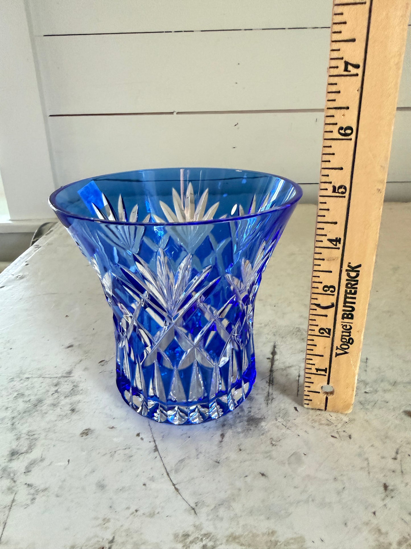 HOYA Crystal Cobalt Cut Glass Vase
