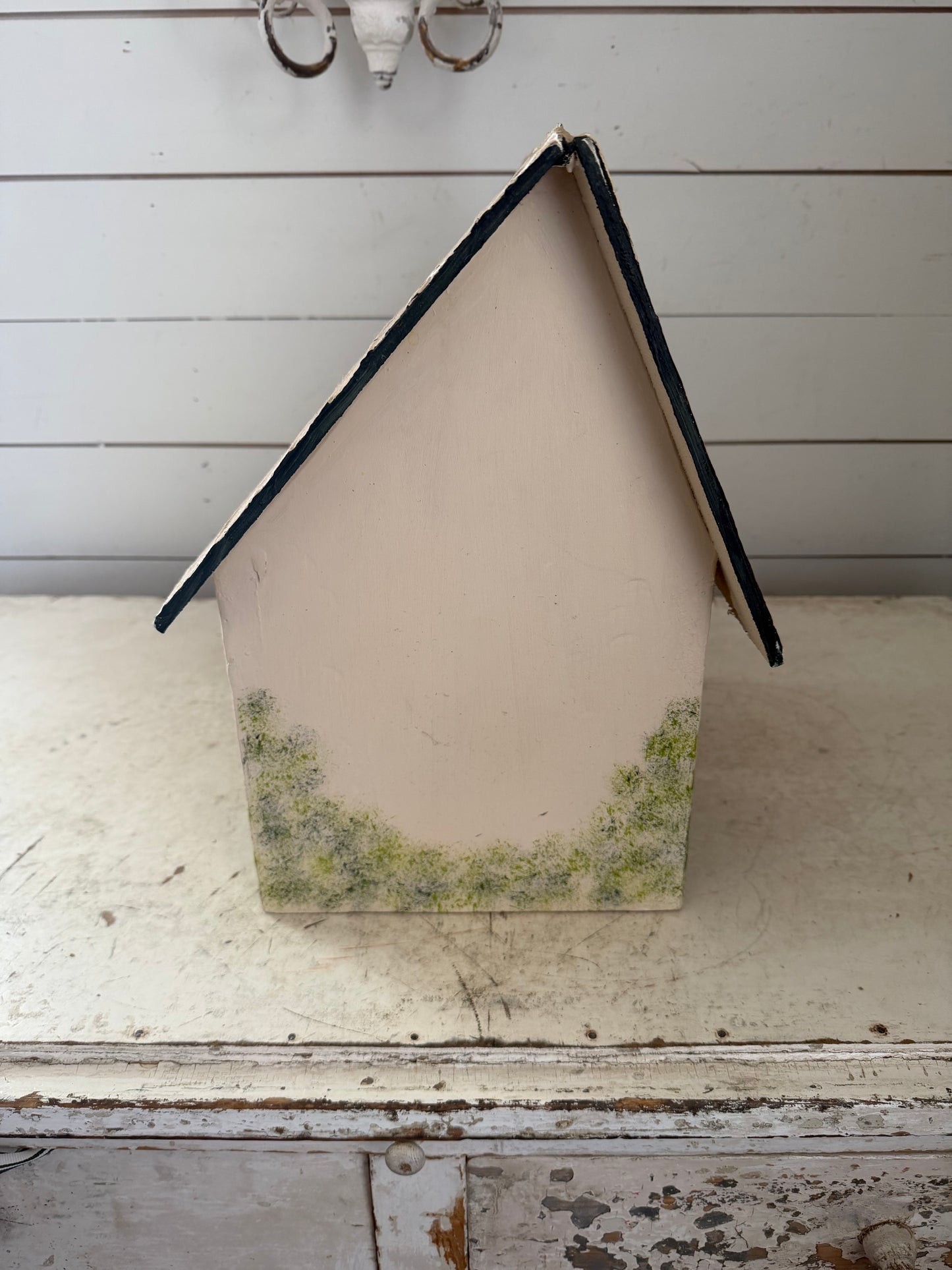 Large Hand painted Folk Art birdhouse no bottom