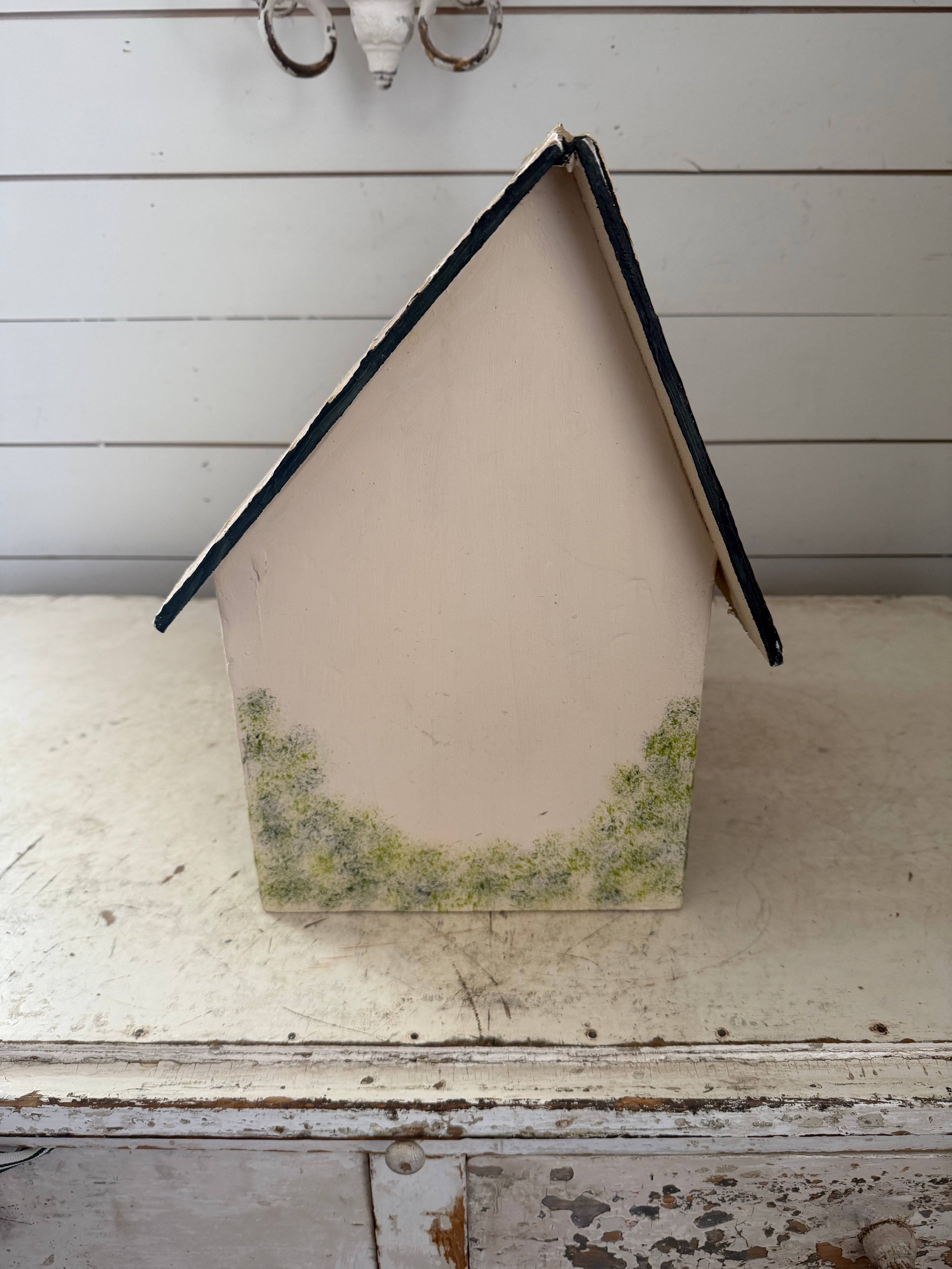 Large Hand painted Folk Art birdhouse no bottom