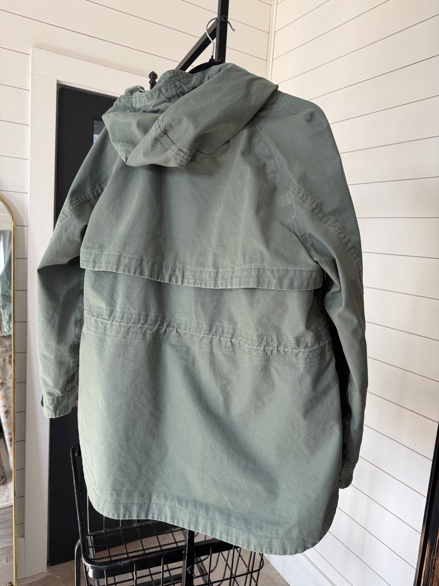 Joules Right as Rain perfectly worn in Safe Green Rain Coat