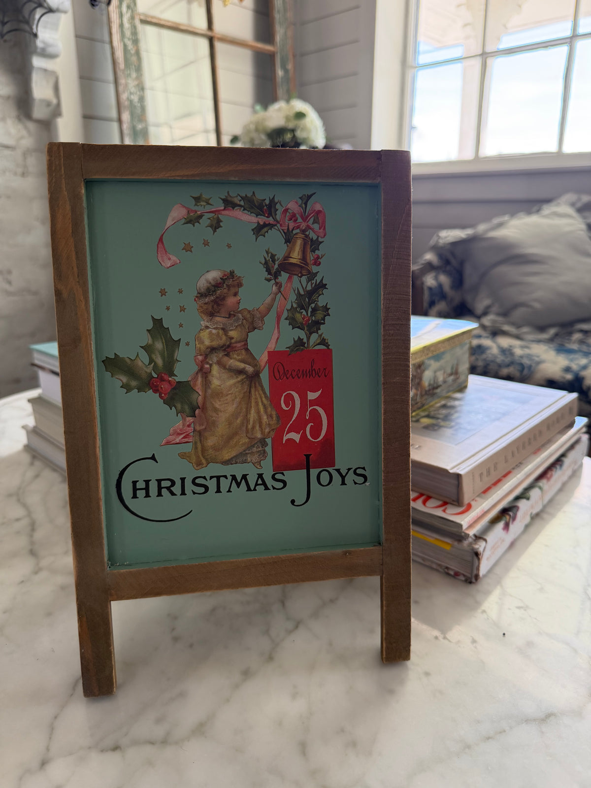 Christmas two sided Tabletop Chalkboard easel