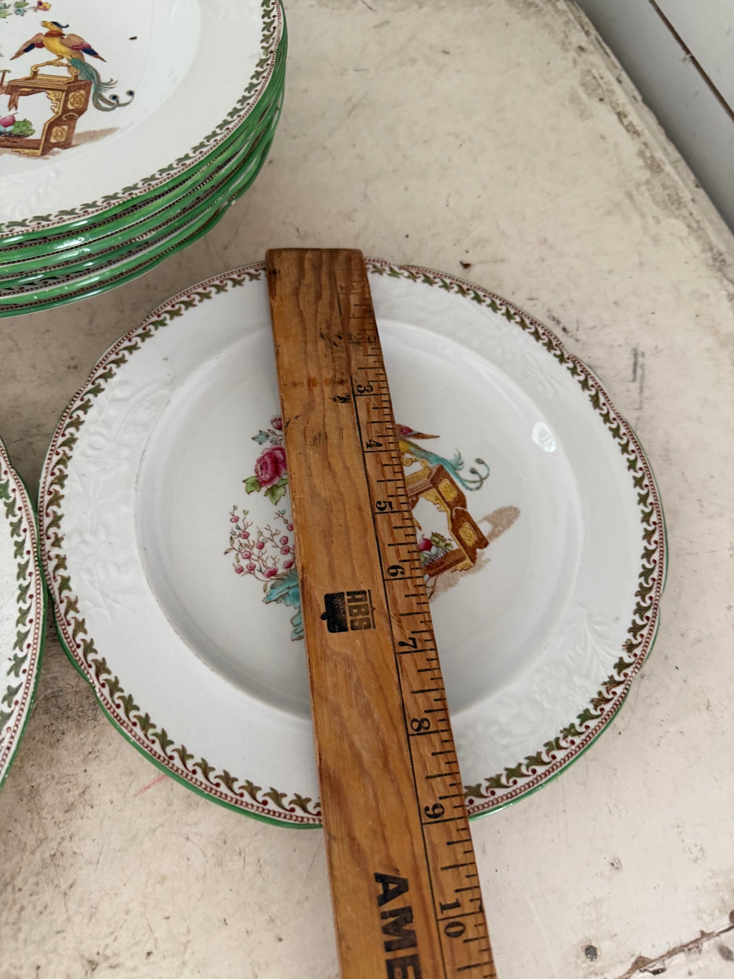 Antique Spode Chinoserie Green Transferware sold Individually