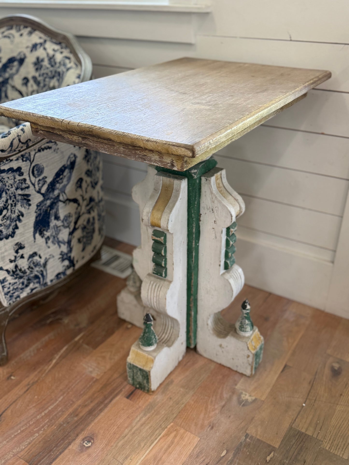 Junk Gypsy Custom Table with Four Giant Antique Corbels on base