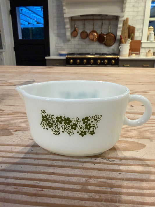 Vtg Pyrex Green Spring Blossom Crazy Daisy Gravy Boat series 25, No Plate