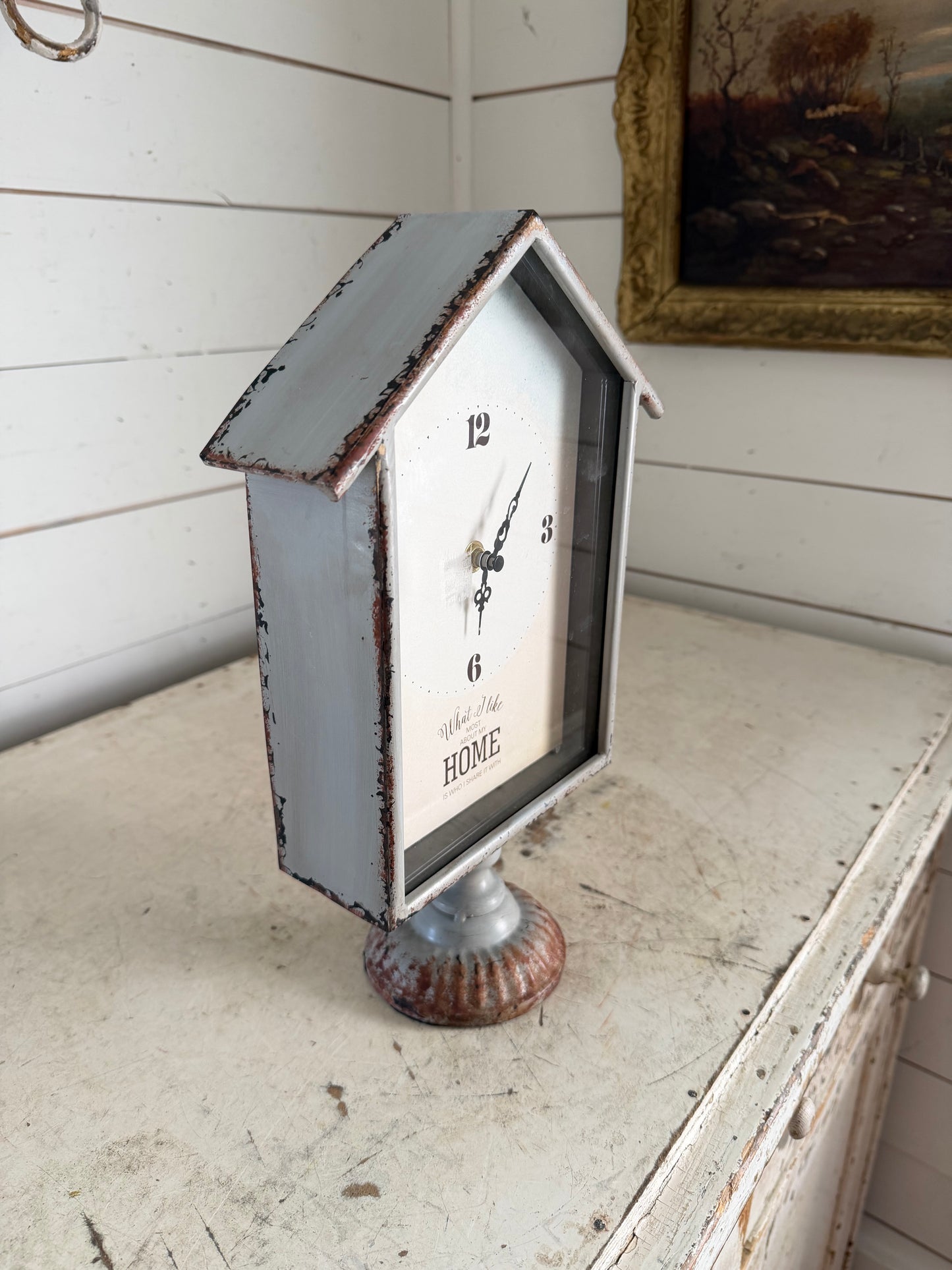 House Shaped Metal Clock - Will Get Makeover
