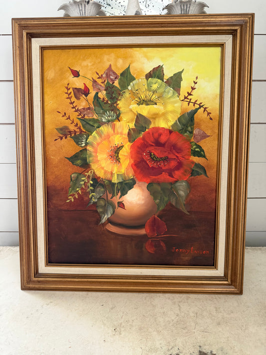 Vintage Original Floral Vase Framed Art