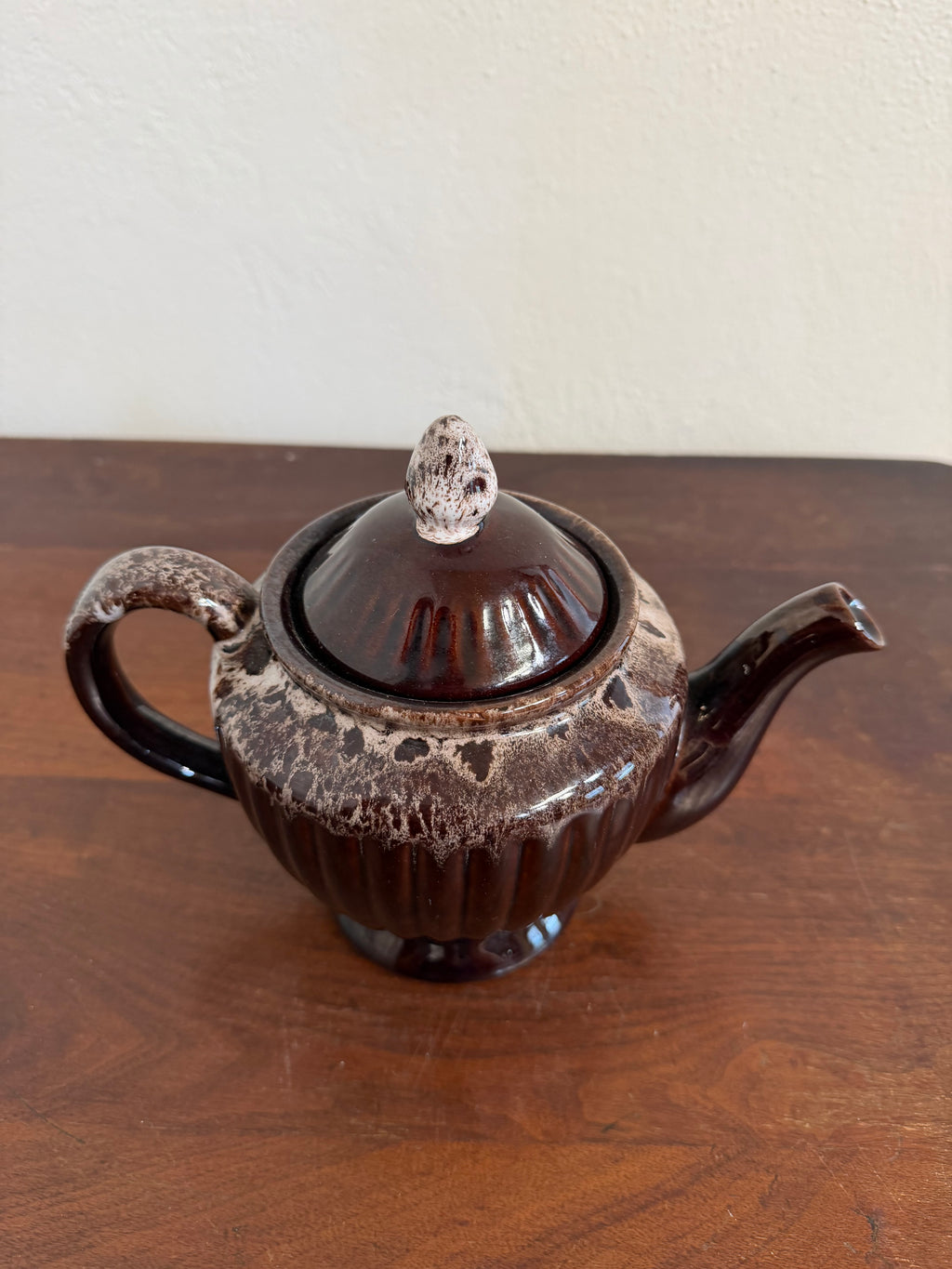 Vintage Brown Drip Glaze Teapot
