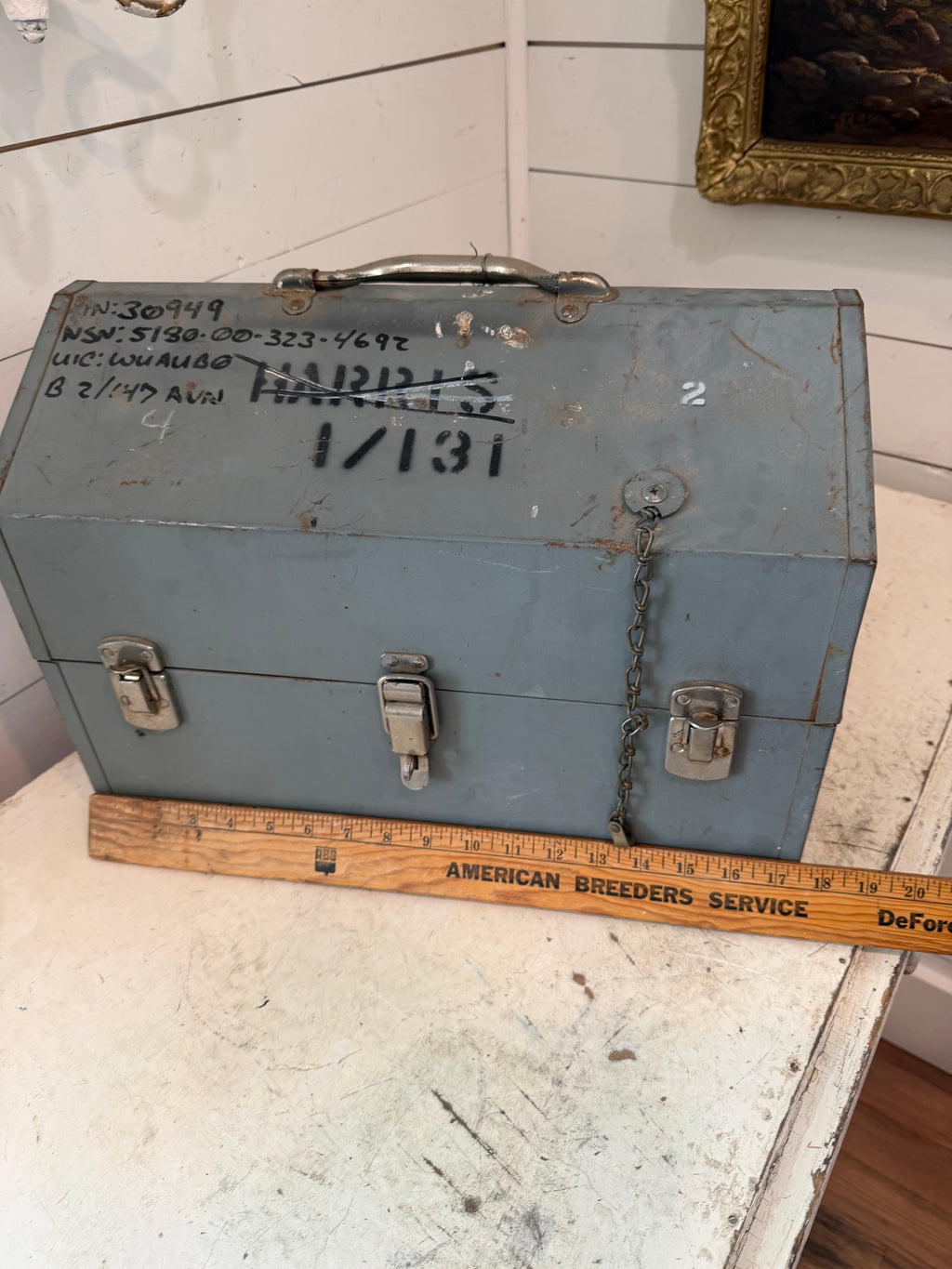Military Carry Tool Box Metal Cantilever Vintage Heavy Duty