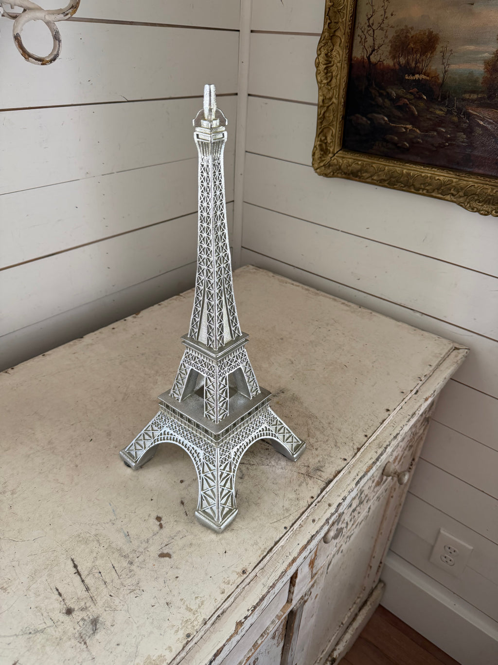 Silver Eiffel Tower statue 17.5”