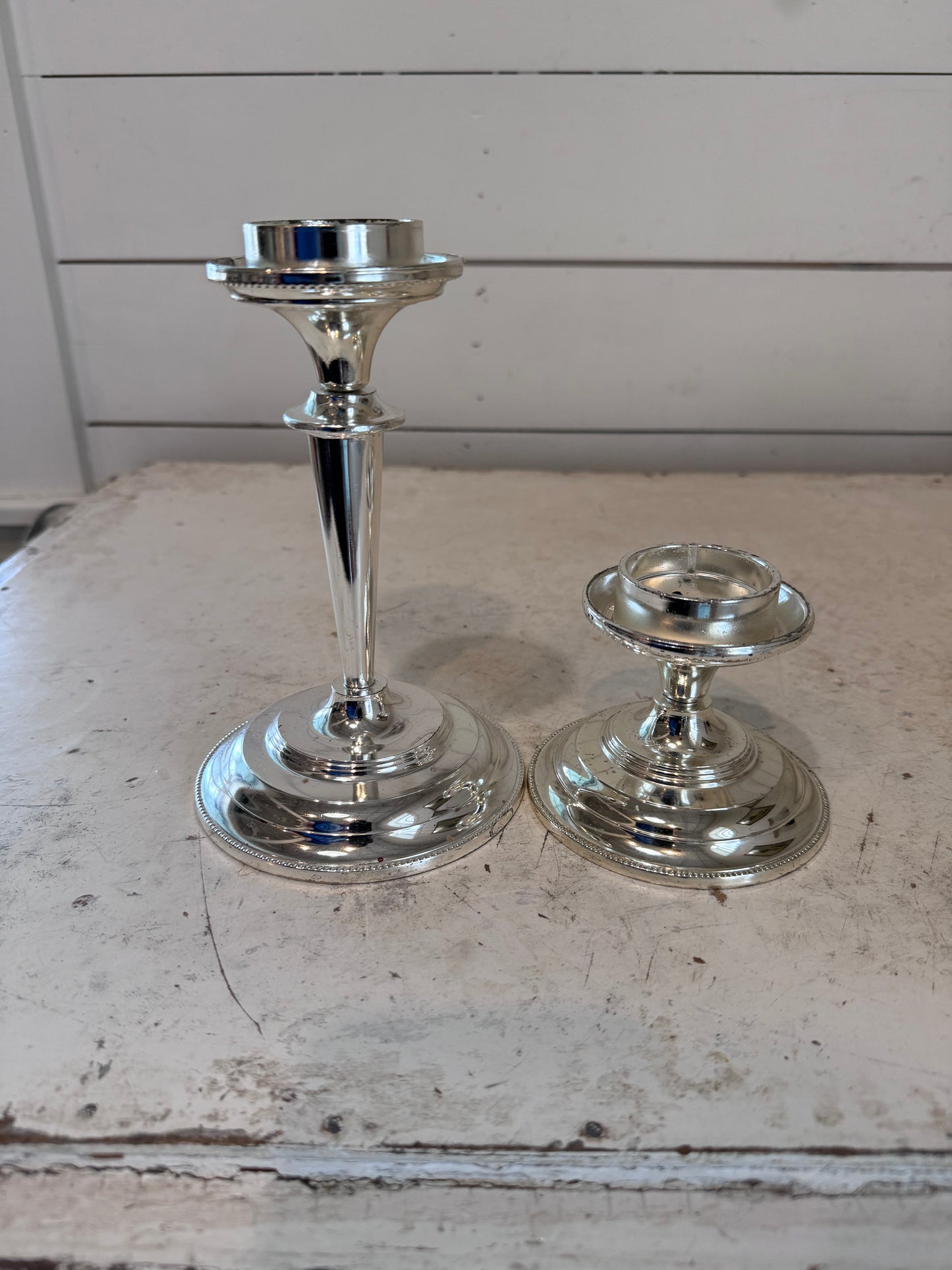 Set of English Silverplate Candlesticks