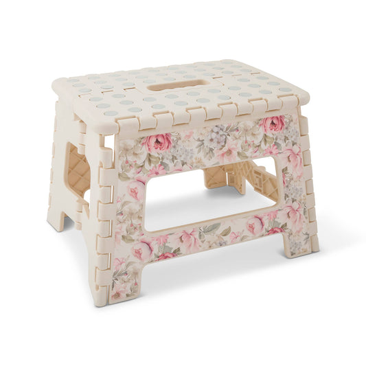9" Printed Foldable Step Stool - Pink Botanical
