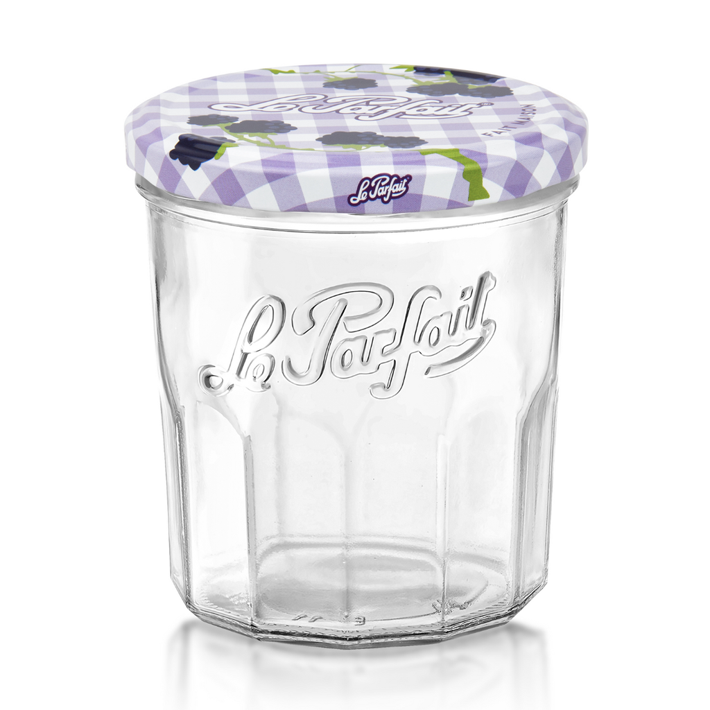 324ml French Jam Jar Faceted Jelly Glass W Metal Twist Lid