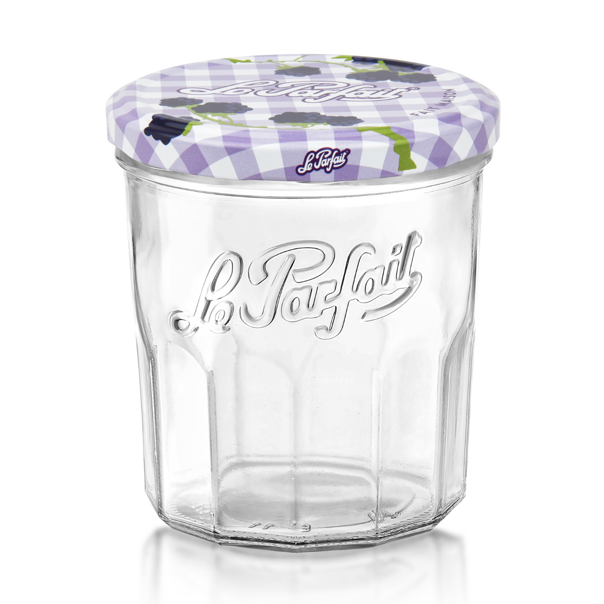 324ml French Jam Jar Faceted Jelly Glass W Metal Twist Lid