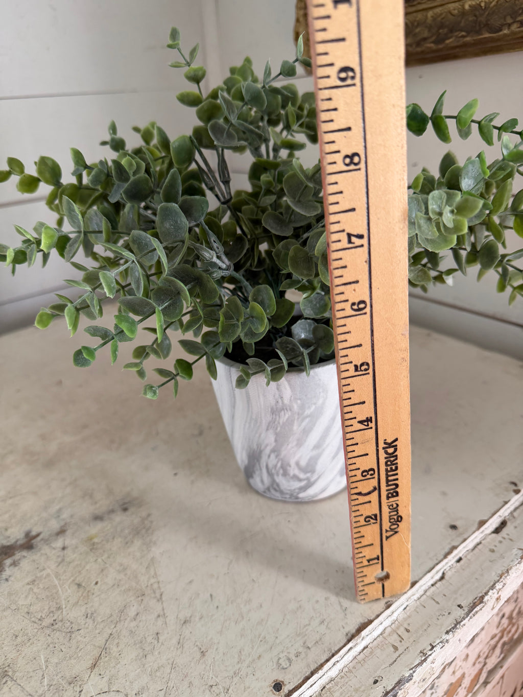 Greenery with marble style pot
