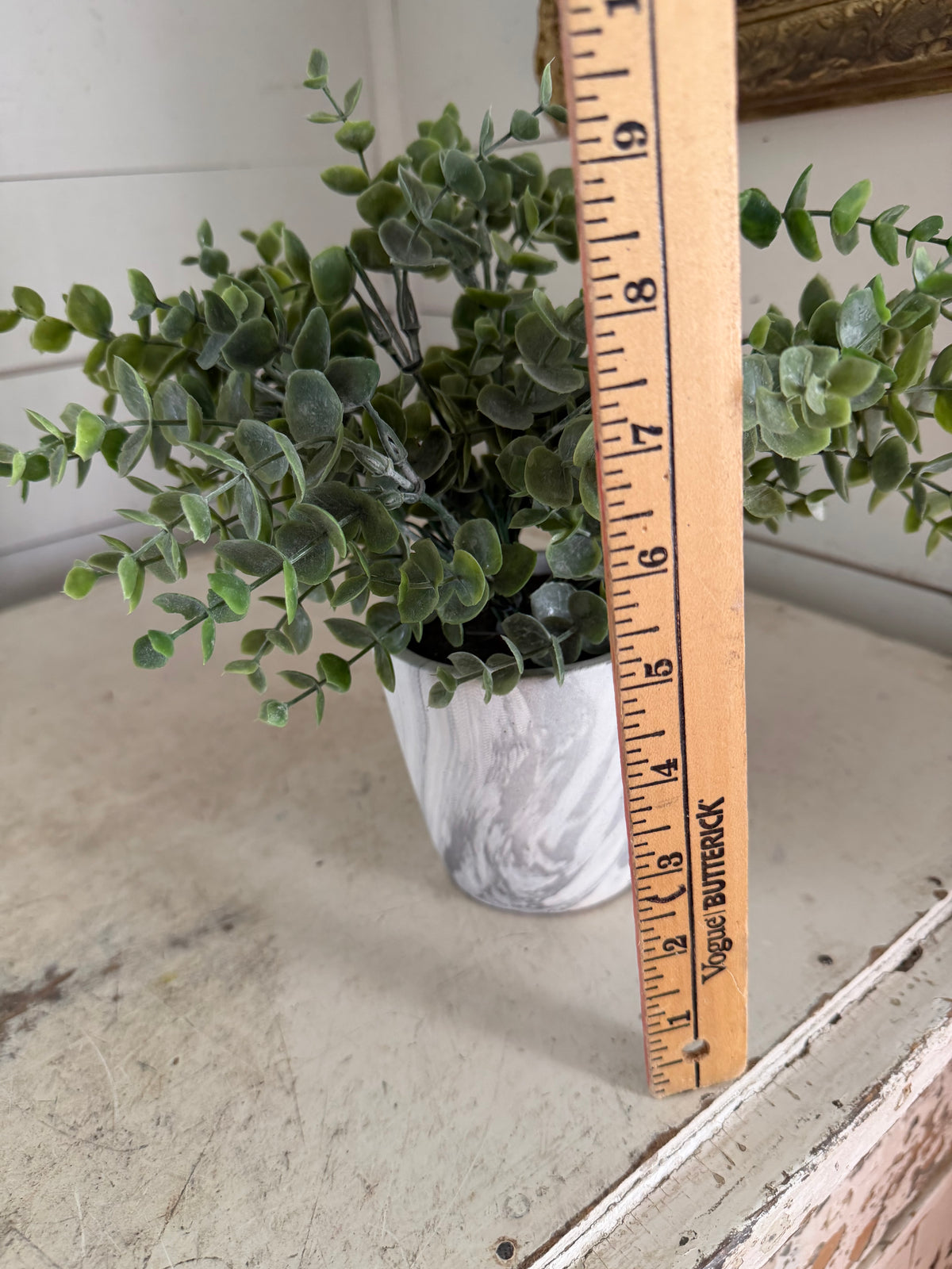 Greenery with marble style pot