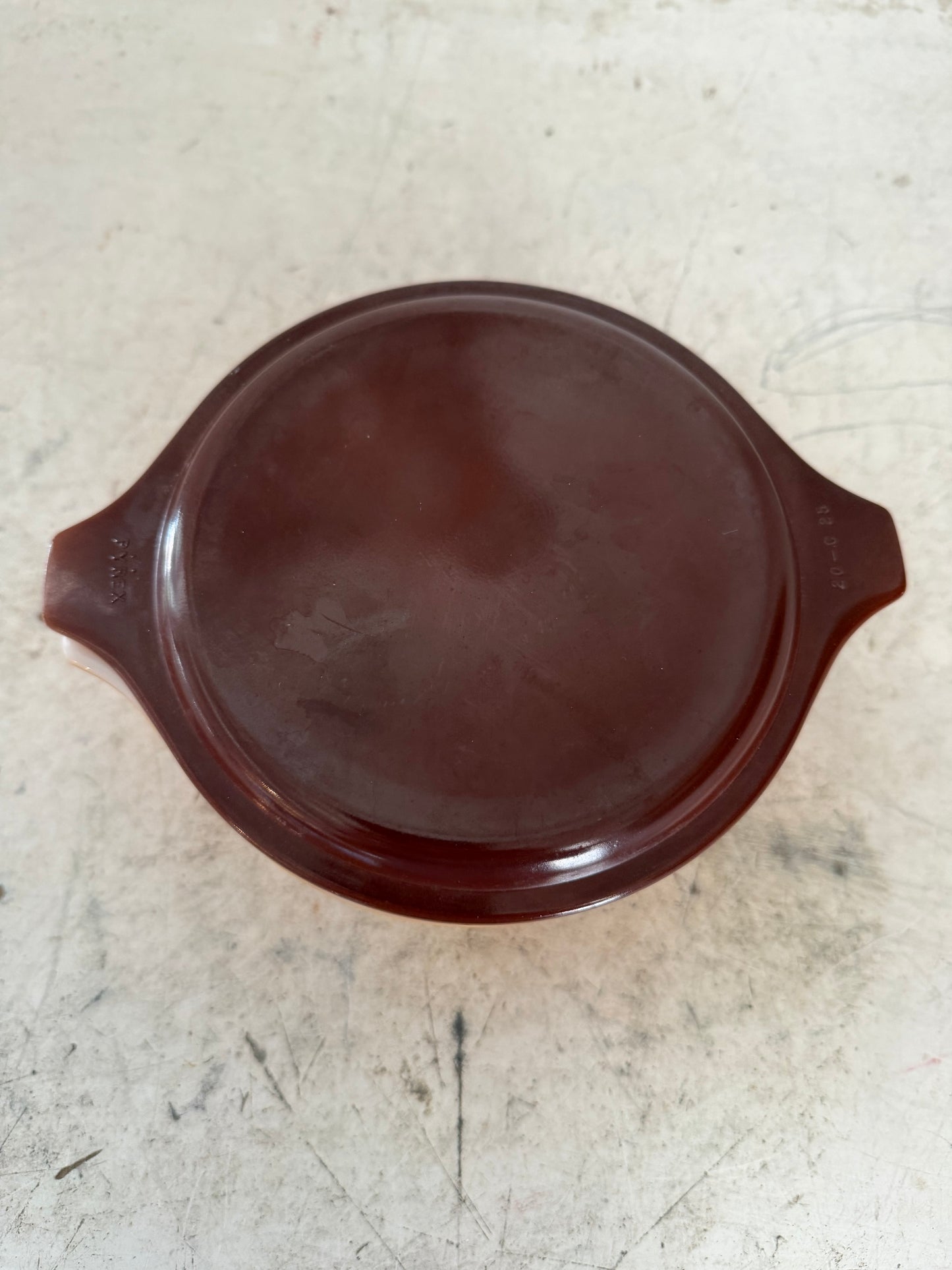 Vintage 1970s PYREX Old Orchard Baking Dish With Brown Lid