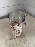 Vintage hermetic jar with seashells