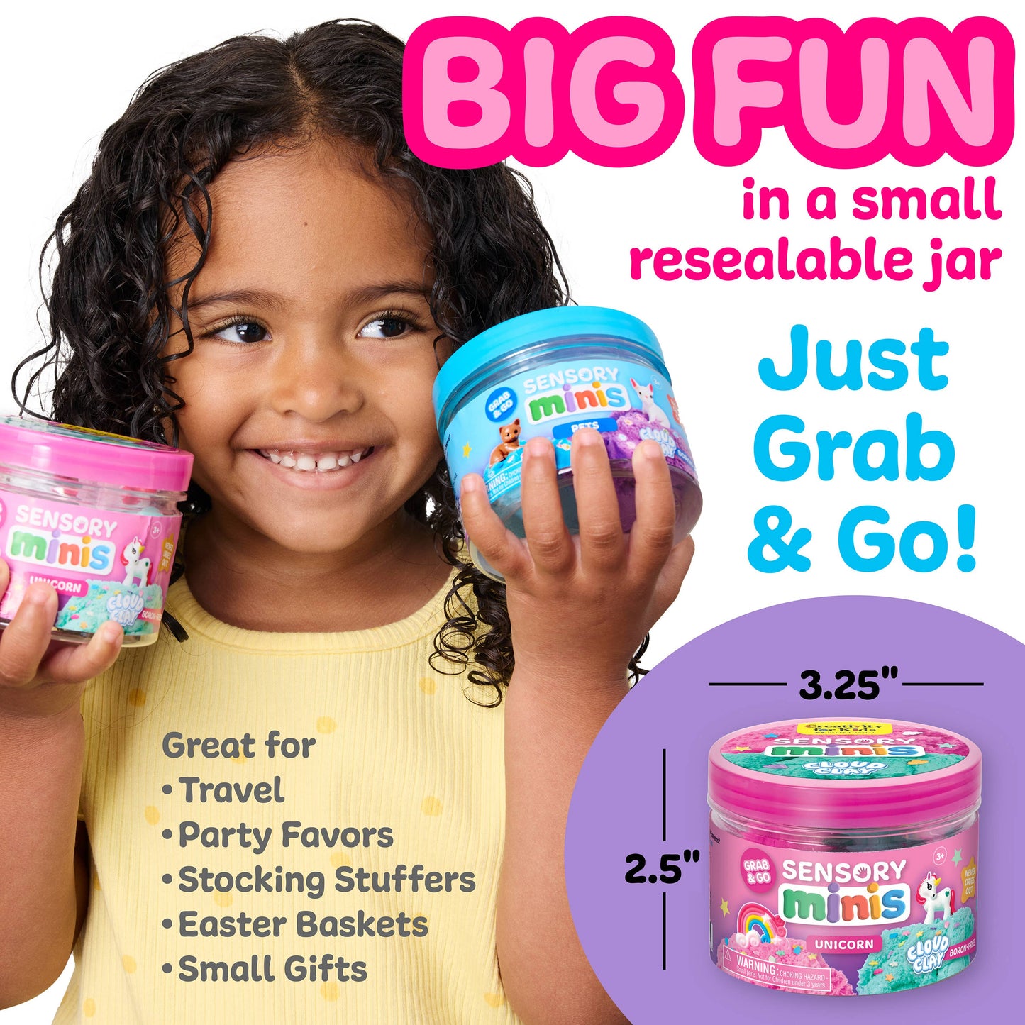 Sensory Mini Play Kit Jar with Cloud Clay: Unicorn Theme