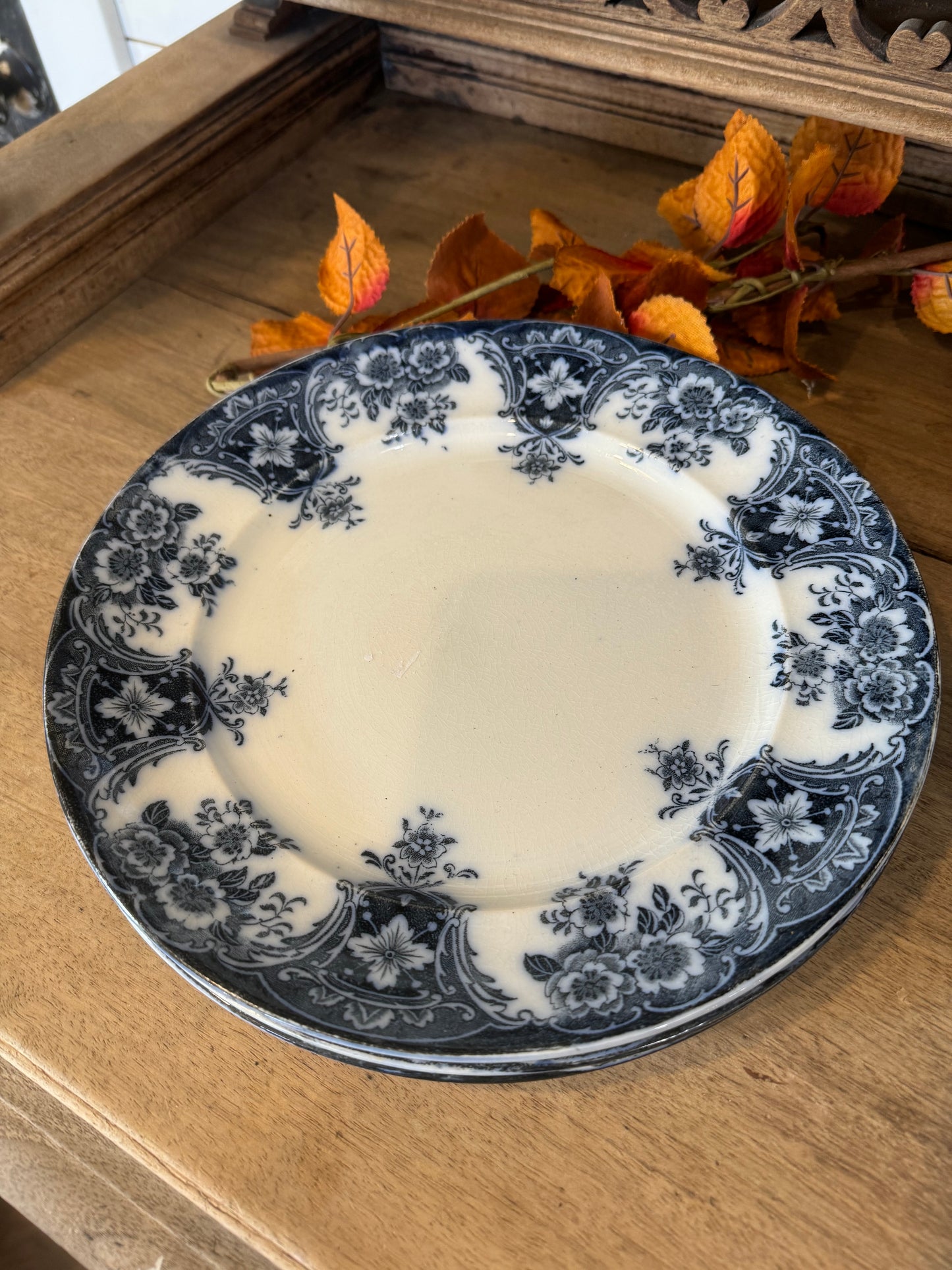 Antique Flow Blue Ironstone Plate sold individually