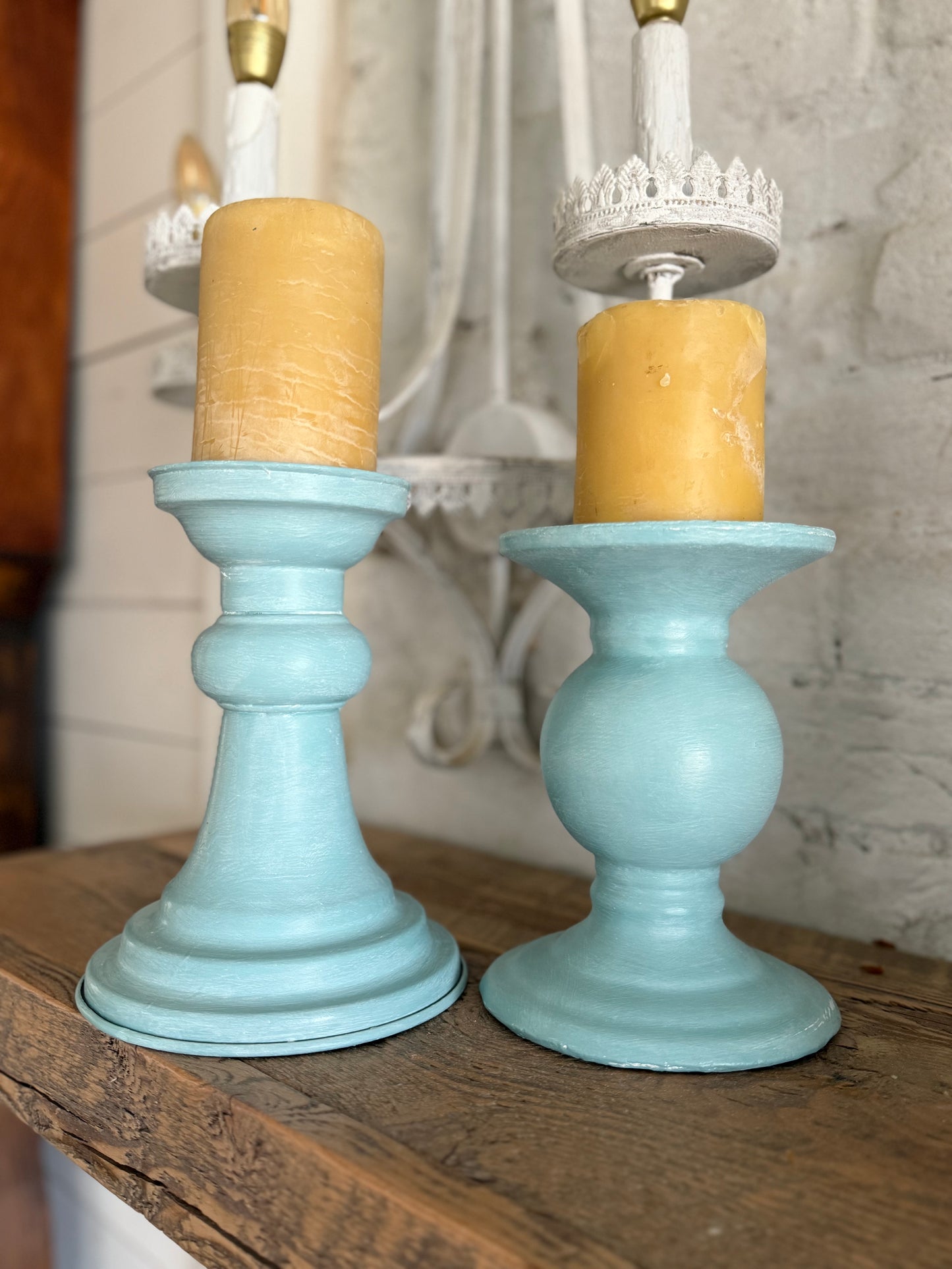 Set of Blue Hills Candlesticks - candles not included