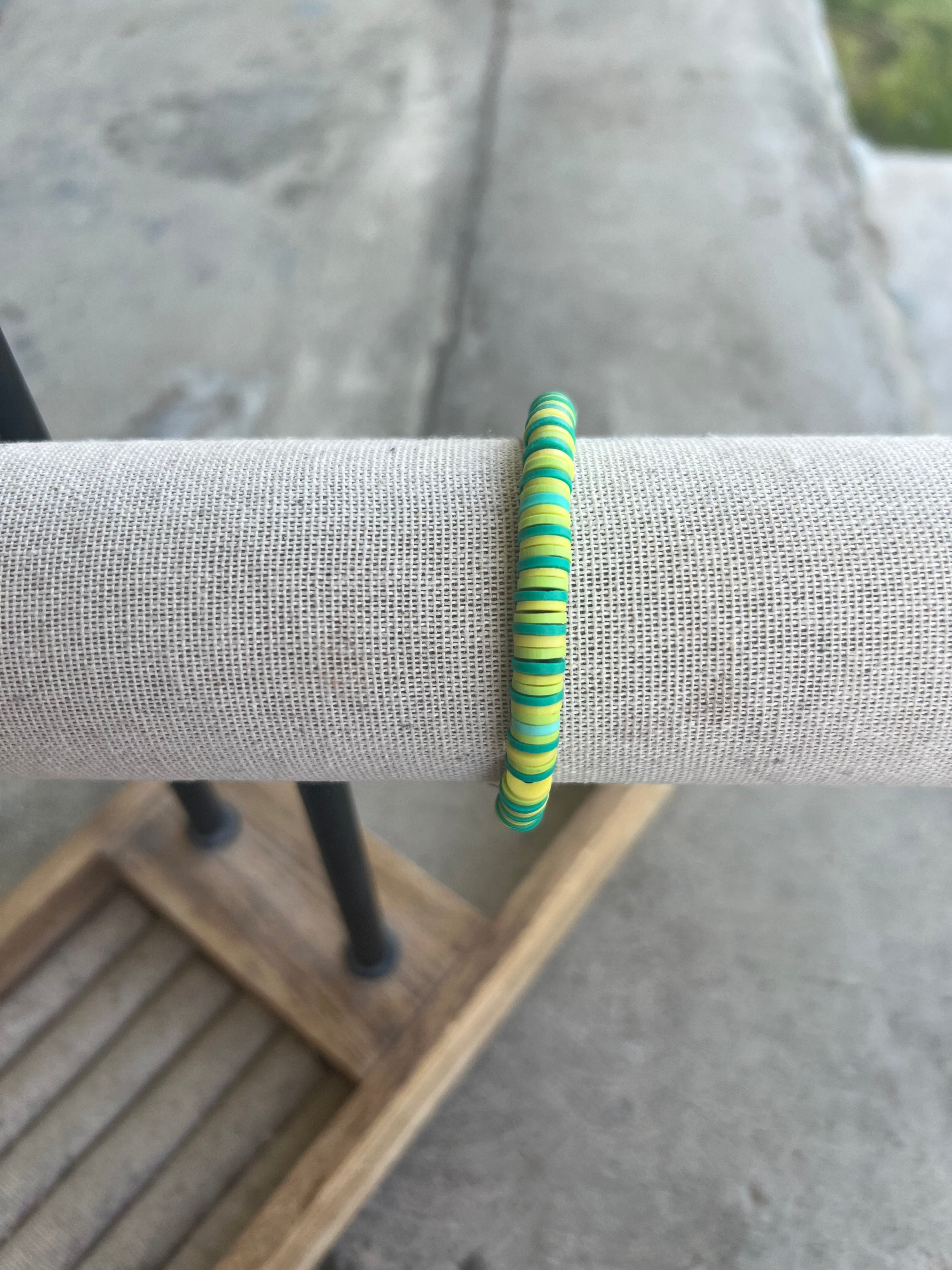 Green homemade clay Bracelet