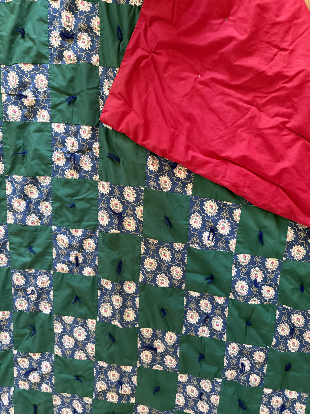 Green & Blue Twin Tie Quilt