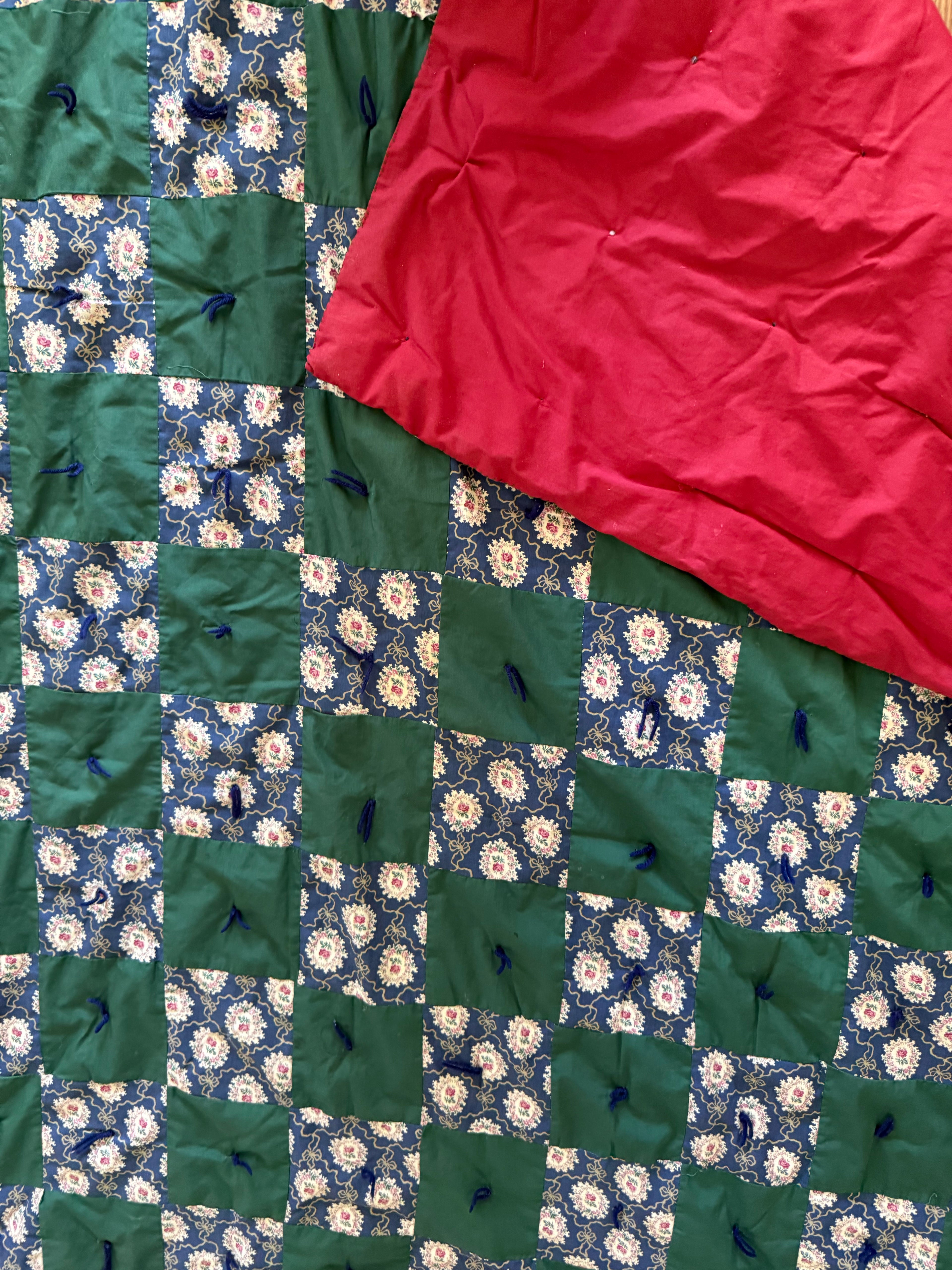 Green & Blue Twin Tie Quilt