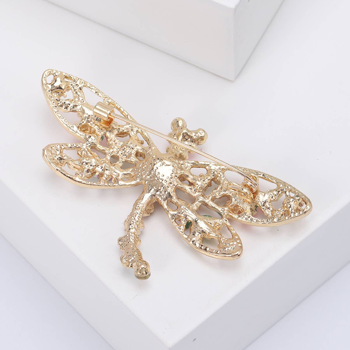 Floral Dragonfly Brooch, Colorful Rhinestone Insect Pin