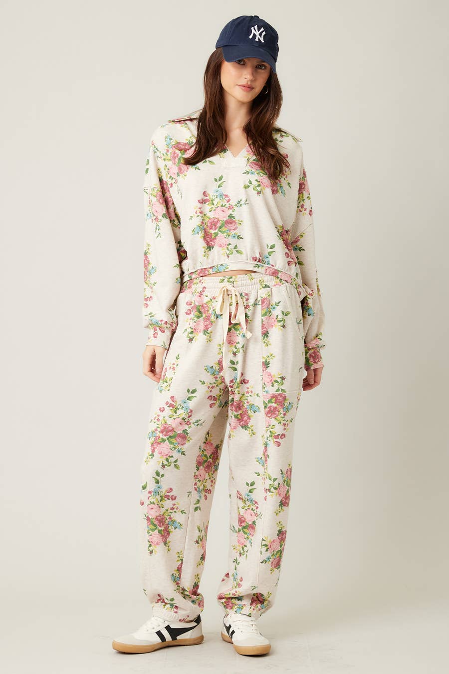 Floral Cotton Terry Joggers