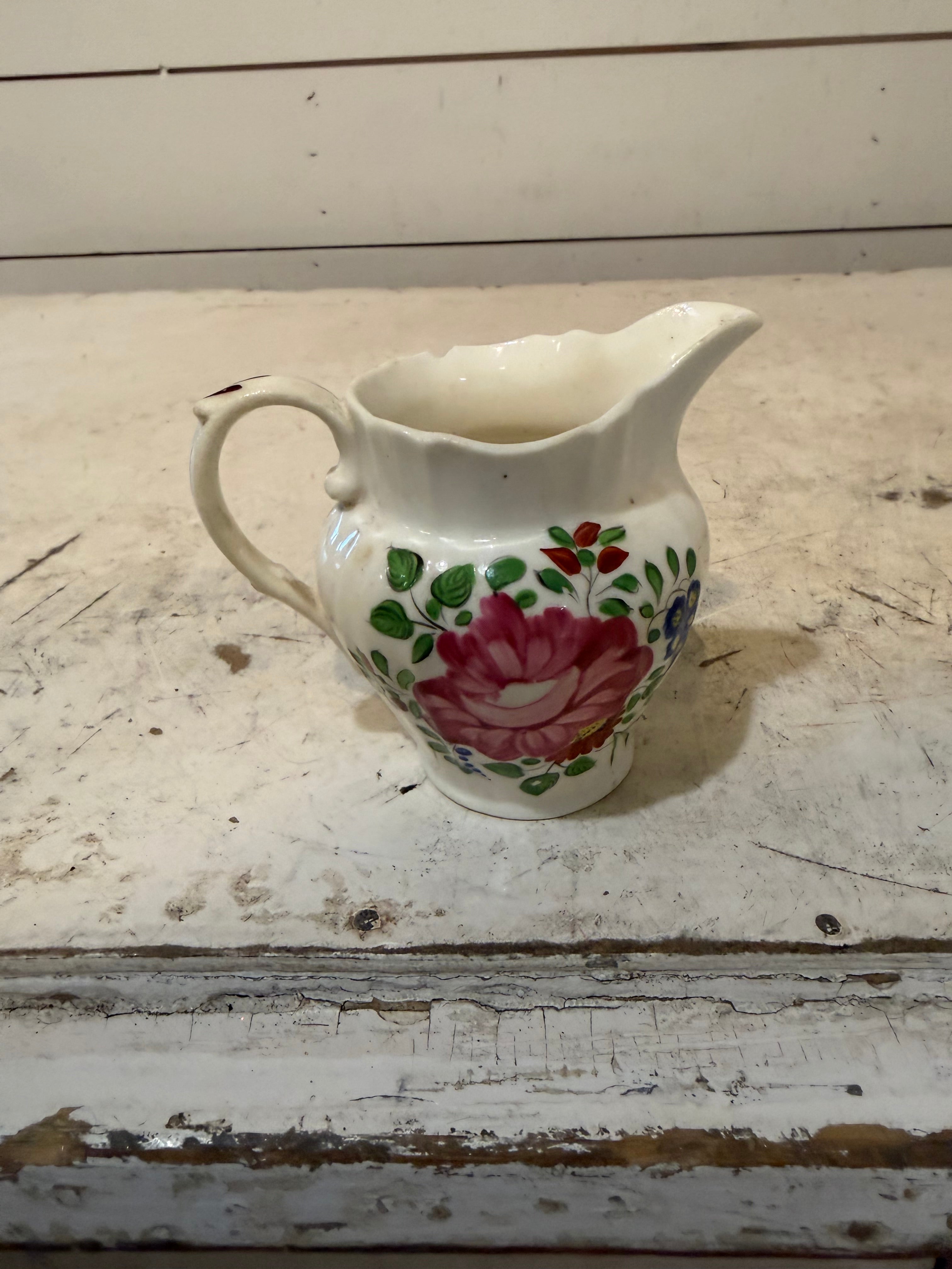 Vintage Hand Painted Floral Creamer - has small chip as pictured
