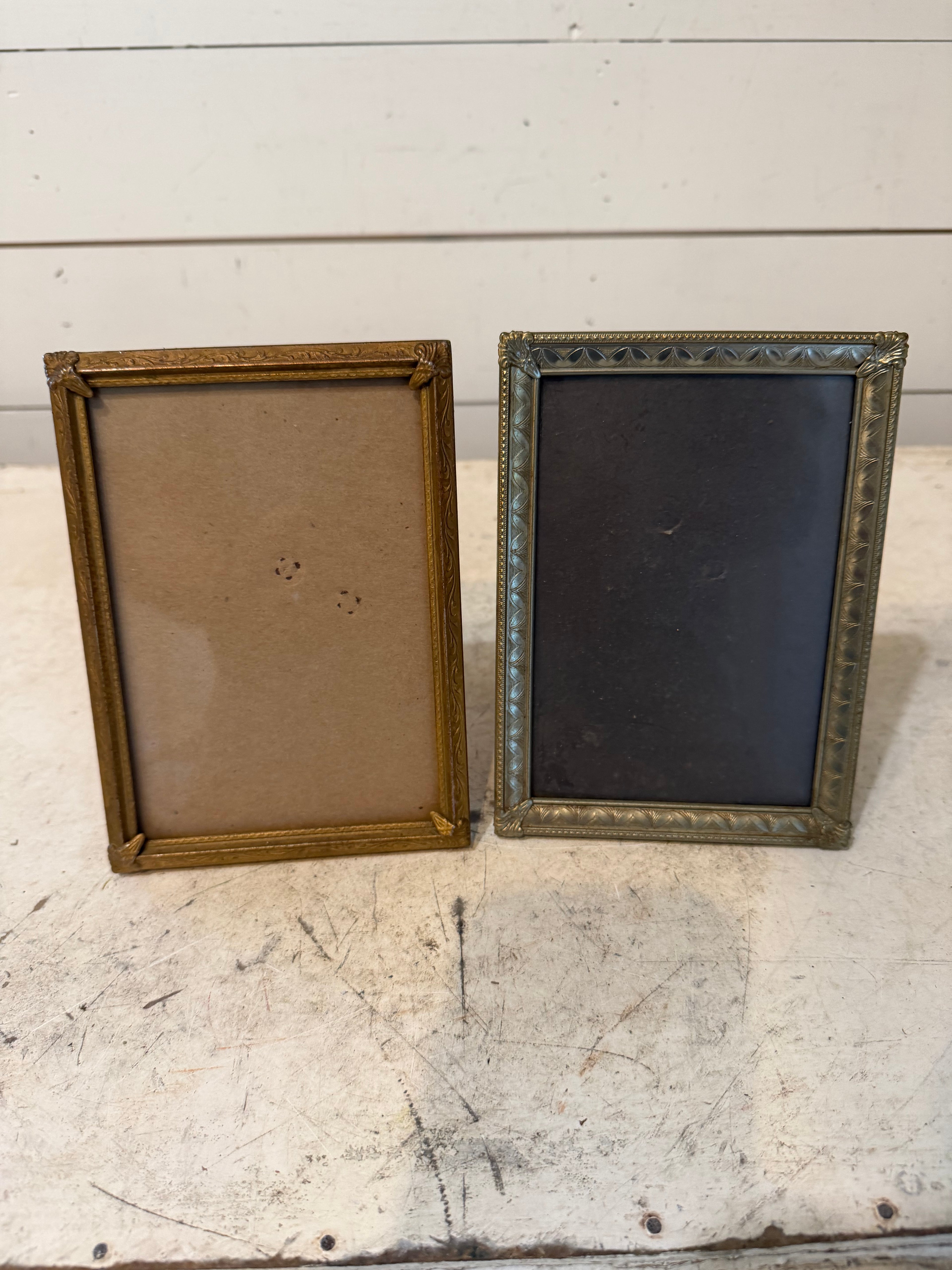 Art Deco Ornate Brass Frames Set of 2, 7” Tall - Will Get Prints