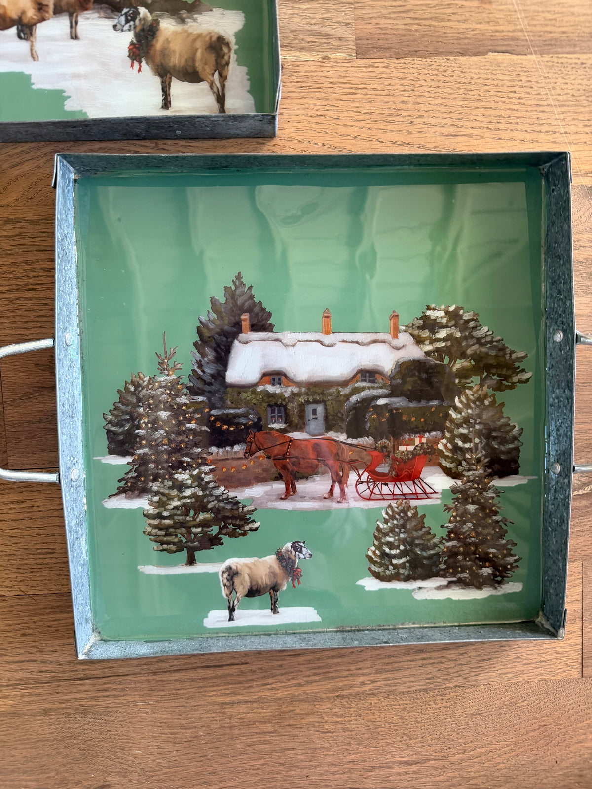 Christmas Galvanized tray Food safe sold individually 13”