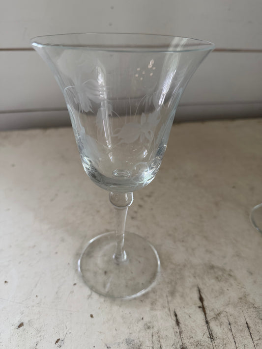 Etched glass stemware goblet - SOLD INDIVIDUALLY