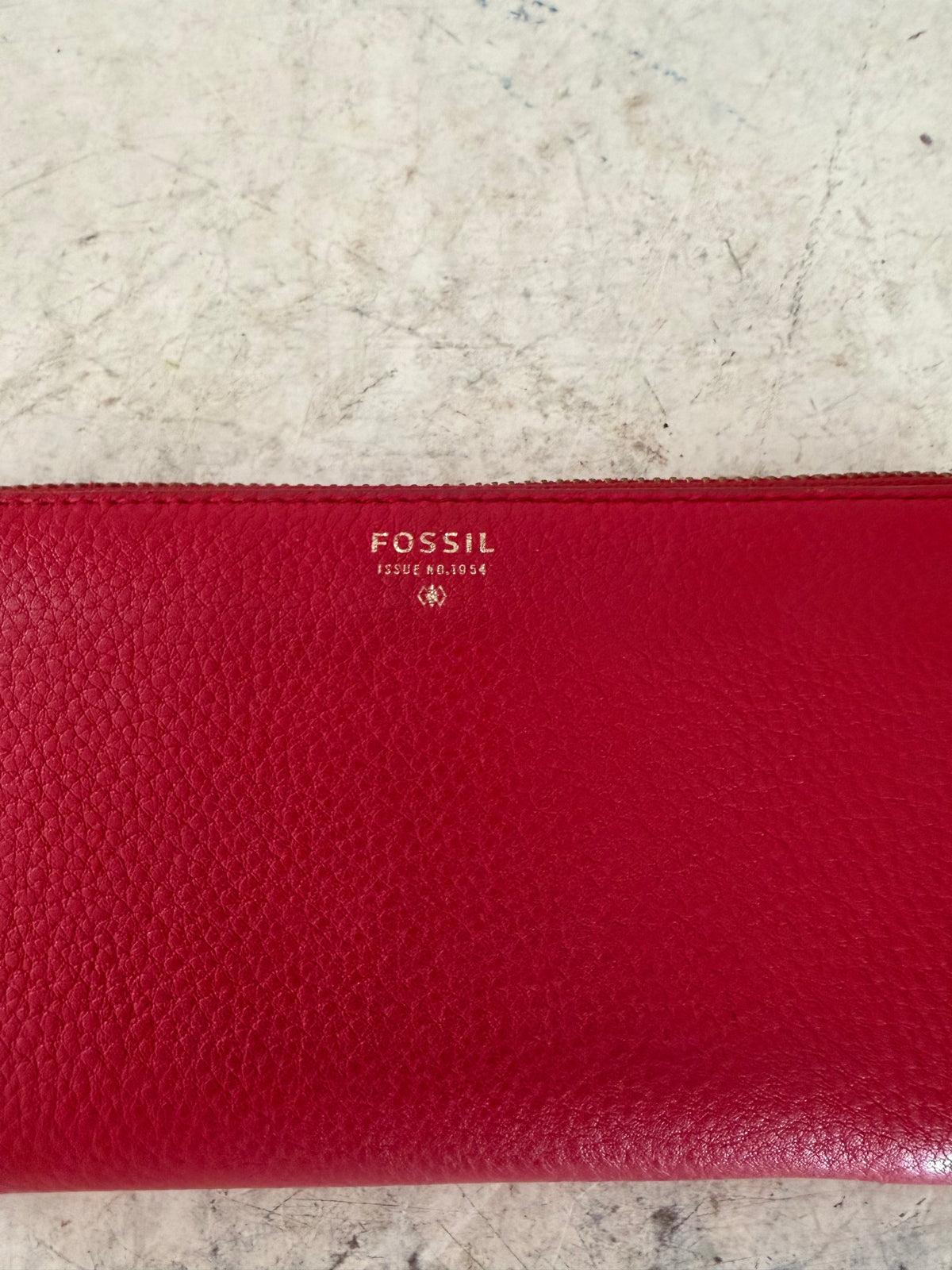 Fossil Red Leather Zip Wallet