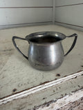 Vintage pewter double-handled sugar bowl
