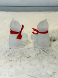 Frosted Glass Teddy Bear candle holders by R.O.C. Set