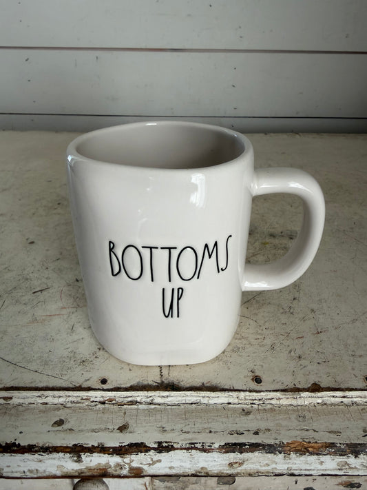 Rae Dunn "Bottoms Up" ceramic mug