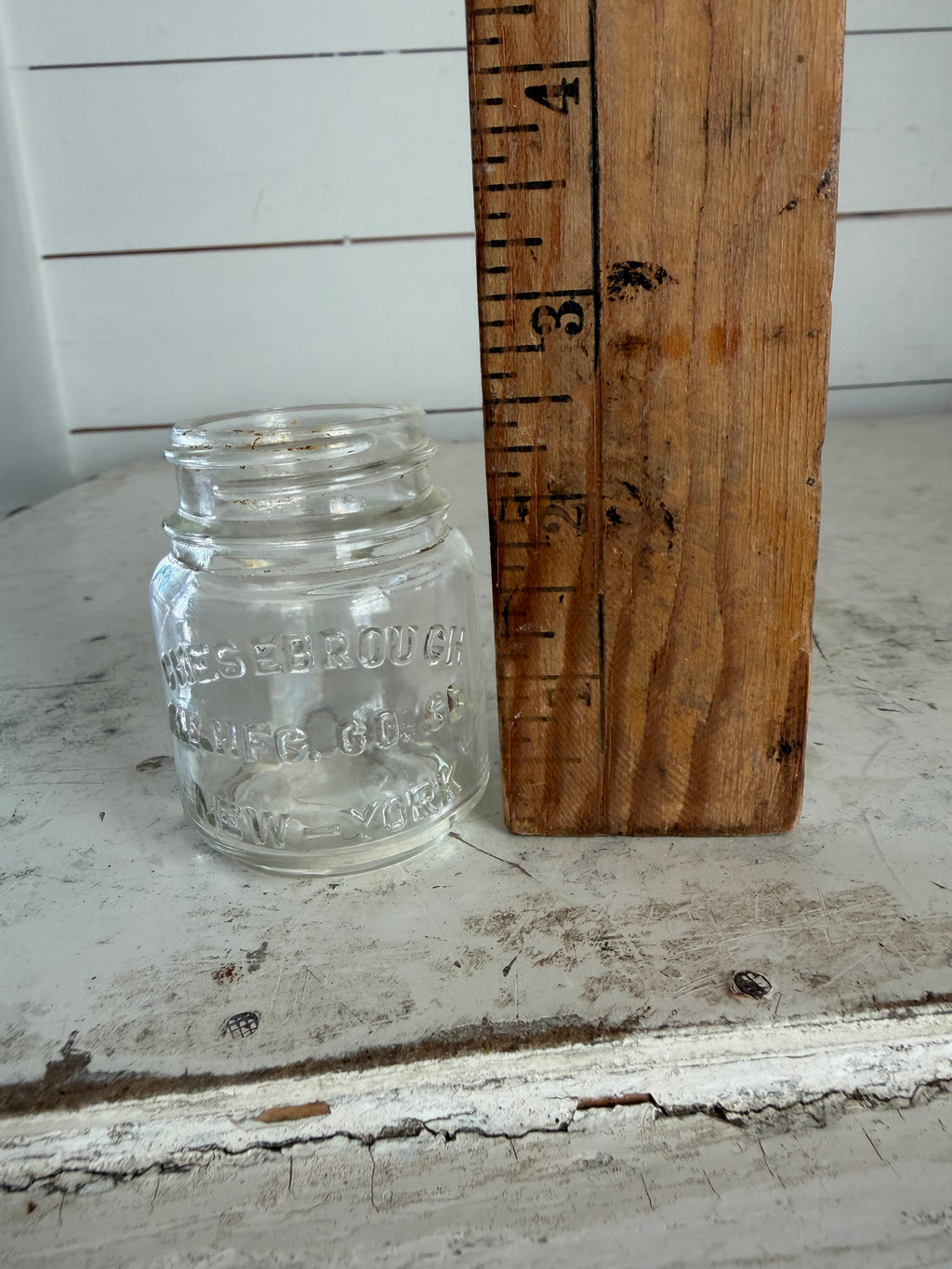 SMALL Clear CHESEBROUGH VASELINE BOTTLE NEW YORK