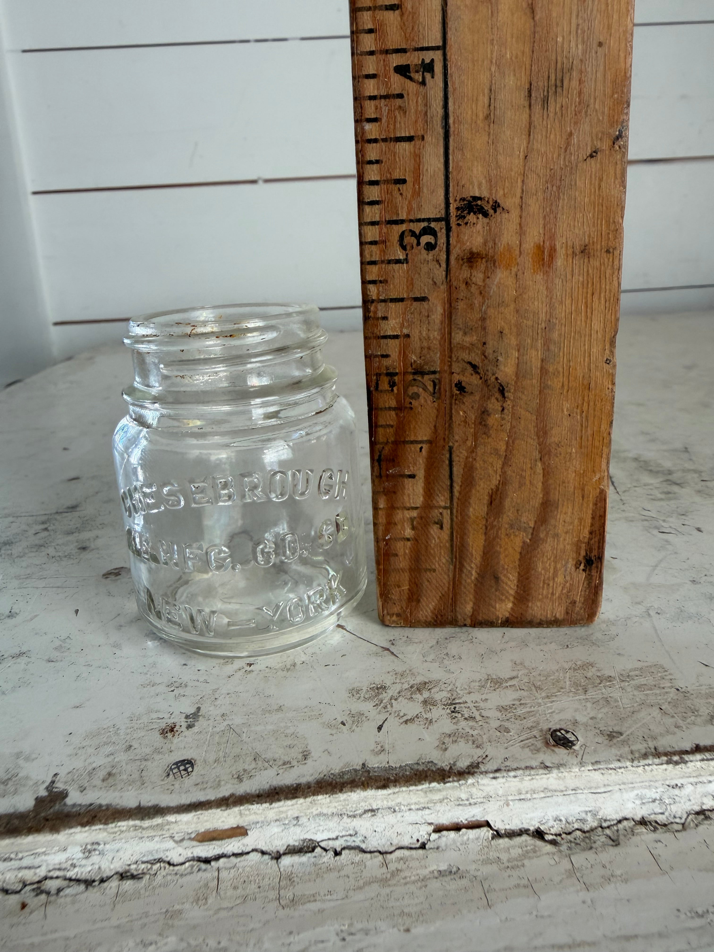SMALL Clear CHESEBROUGH VASELINE BOTTLE NEW YORK