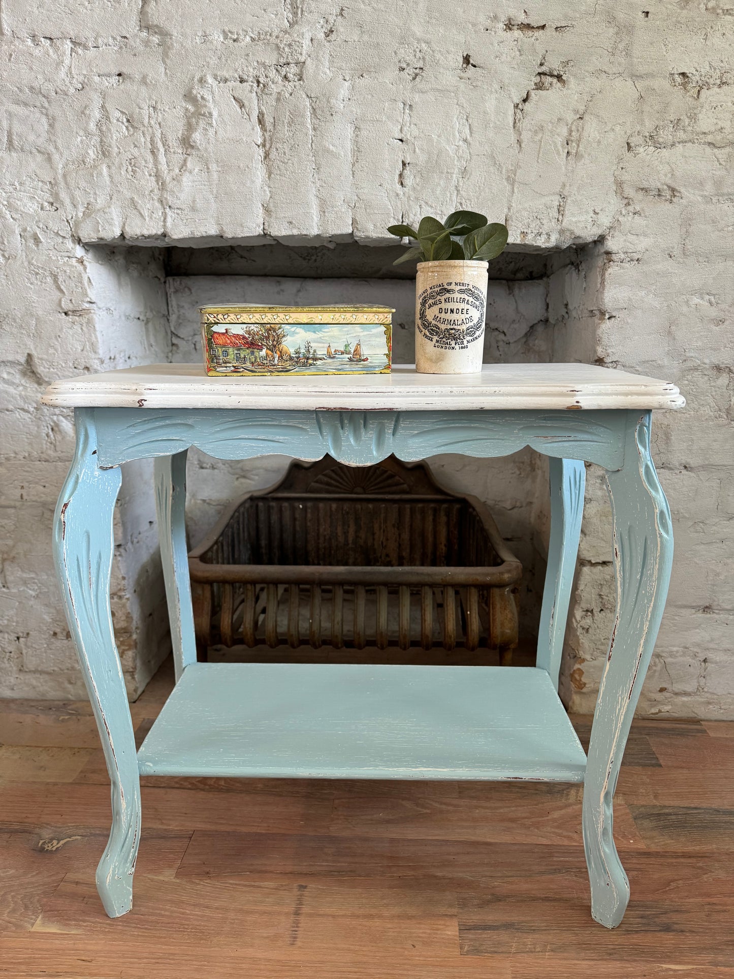 Antique Blue and White Side Table