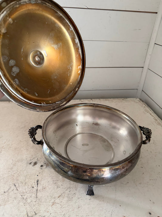 Silver Plate Server with lid and feet